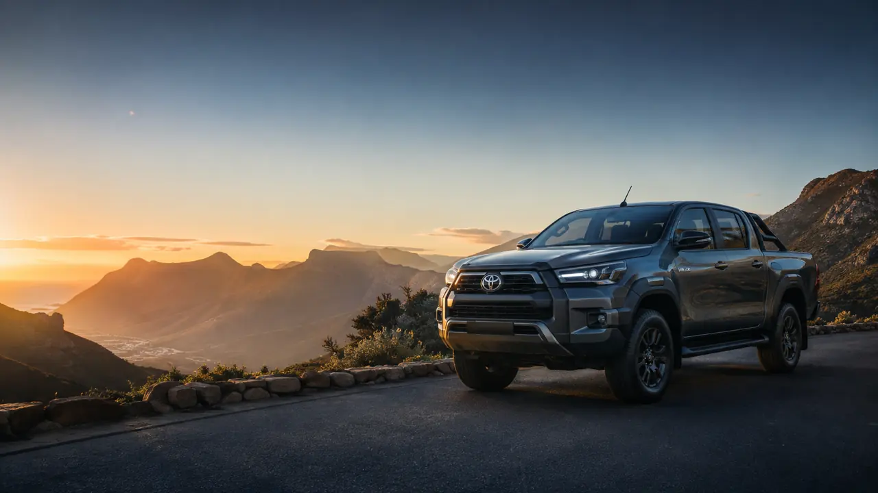 Toyota Hilux overlooking a South African mountain landscape